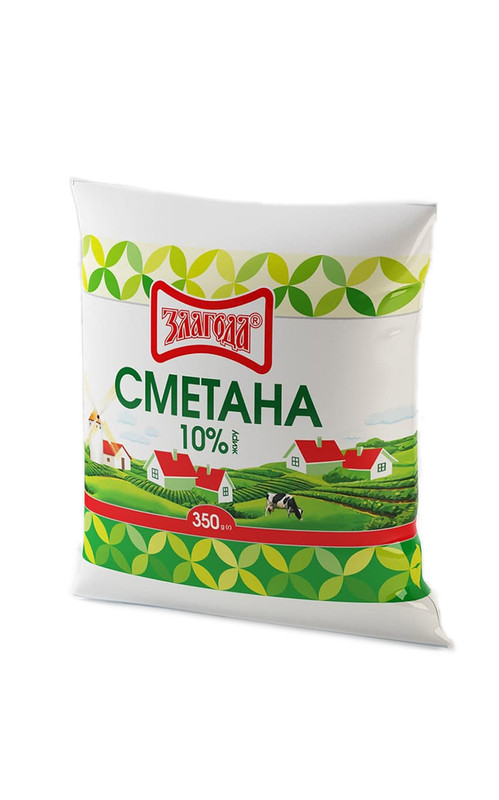 Сметана ЗЛАГОДА 10%, 350г, плівка поліетиленова